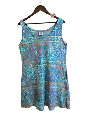 Sleeveless Blue Multicolor‎ Aztec Print Dress